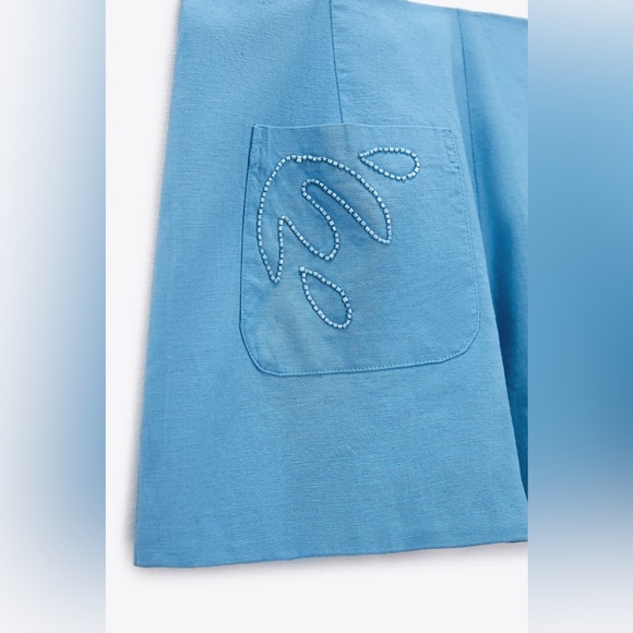 Zara Beaded Linen Blend Shorts - Picture 11 of 15